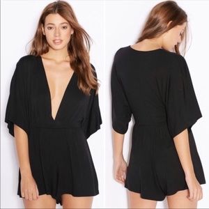 Top Shop Deep V Black Jumpsuit